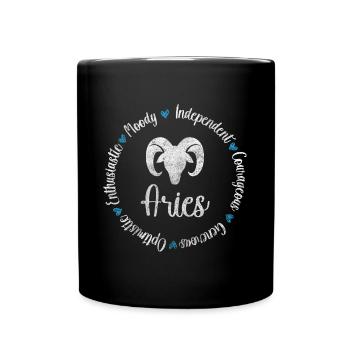 Widder Sterne März - Tasse einfarbig - Schwarz - Vorne