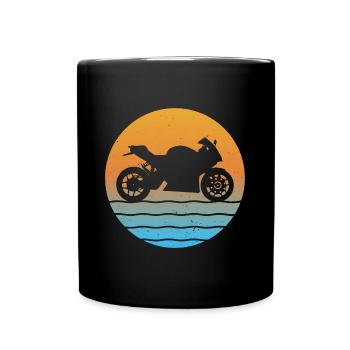 Sunset Motorcycle Biker Motorcyclist Motorsport - Full Colour Mug - black - Front