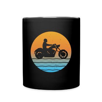 Chopper Motorcycle Cruiser Sunset Motorcyclist - Full Colour Mug - black - Front