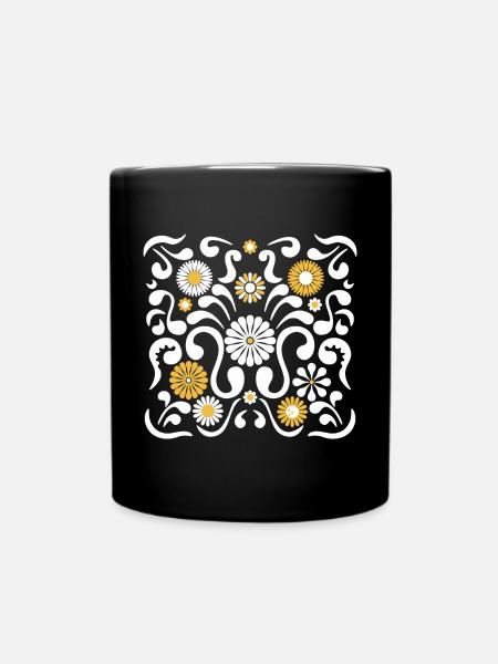 Blumenfest L weiß und gelb - Tasse einfarbig - Schwarz