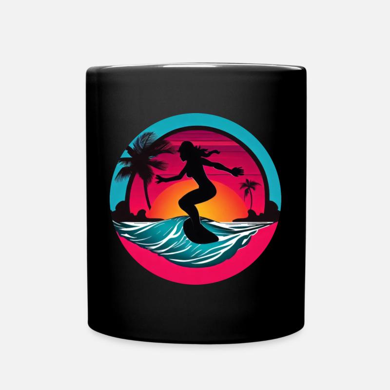 Frauen Surfer Surfbrett Surfen - Tasse einfarbig - Schwarz