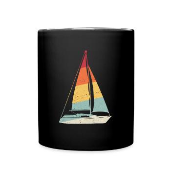 Sailing Sailboat Retro Sailing Ship Sea Yacht - Full Colour Mug - black - Front