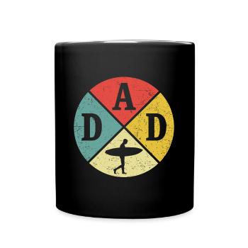 Retro Surf Dad Papa Surfen Vatertag - Tasse einfarbig - Schwarz - Vorne