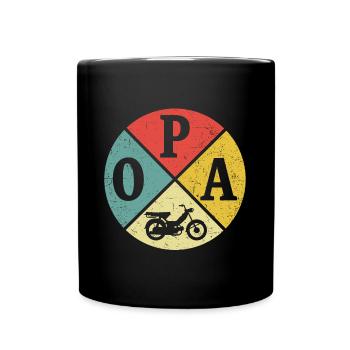retro opa mopied großvater mofa mopedfahrer - Tasse einfarbig - Schwarz - Vorne