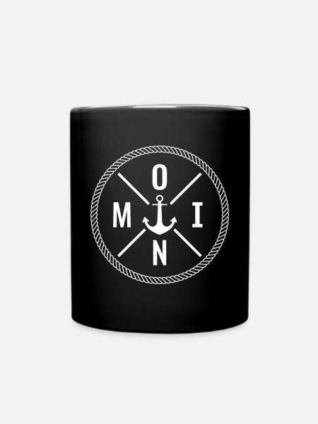 Moin Anker Seil Tau - Lustige Sprüche Plattdeutsch - Tasse einfarbig - Schwarz