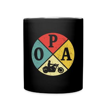 Retro Opa Chopper Motorrad Opa Biker Großvater - Tasse einfarbig - Schwarz - Vorne