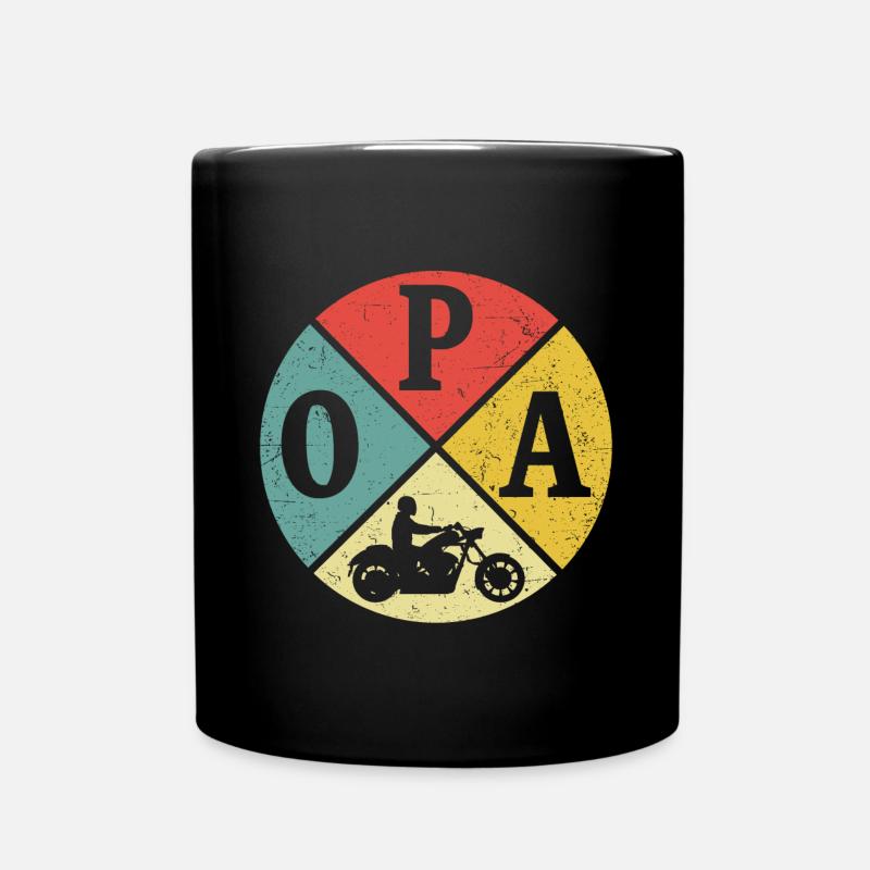 Retro Opa Chopper Motorrad Opa Biker Großvater - Tasse einfarbig - Schwarz