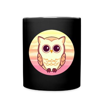 Eule Sunset Design - Tasse einfarbig - Schwarz - Vorne
