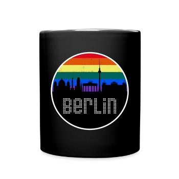 Berlin Skyline Regenbogen - Tasse einfarbig - Schwarz - Vorne