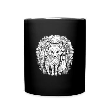 Forest Love Fox Illustration - Full Colour Mug - black - Front
