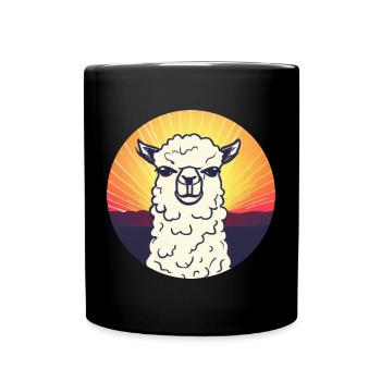 Lama Sonnenuntergang Design - Tasse einfarbig - Schwarz - Vorne