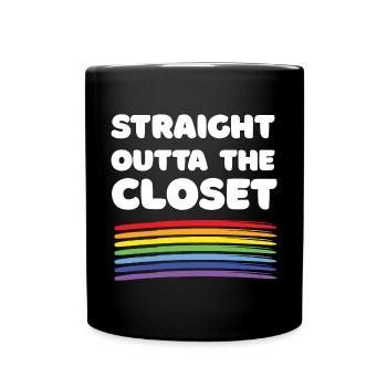 Pride Month – Straight Outta The Closet - Full Colour Mug - black - Front