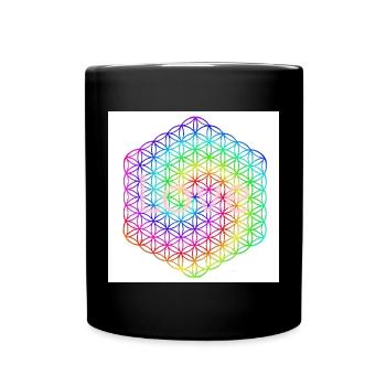 Flower of Life - 5th Dimension - Mandala - love - Full Colour Mug - black - Front