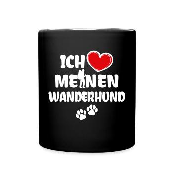Ich Liebe Wandern Bergsteigen Statement Herz - Tasse einfarbig - Schwarz - Vorne
