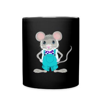 Cute and elegant little mouse - Full Colour Mug - black - Front