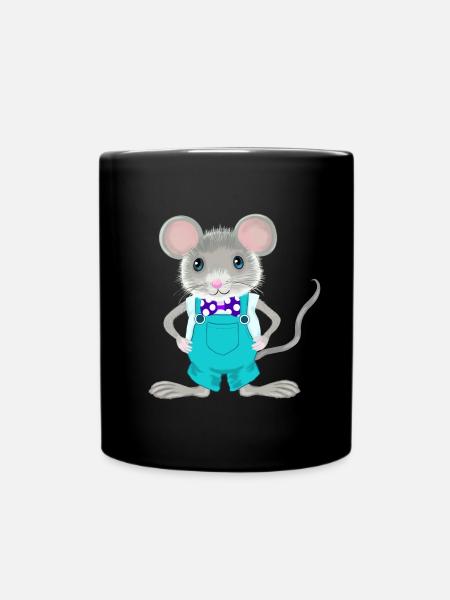 Cute and elegant little mouse - Full Colour Mug - black