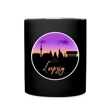 Leipzig Fine Skyline - Full Colour Mug - black - Front