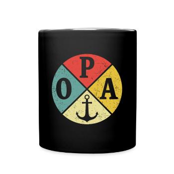Opa Kapitän Boot Anker Segler Bootsbesitzer - Tasse einfarbig - Schwarz - Vorne