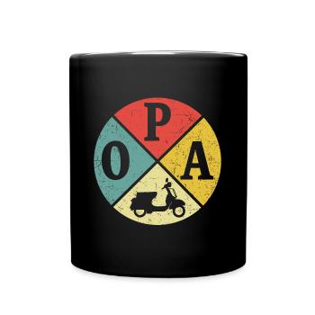 Opa roller t-shirt rollerfahren retro moped - Tasse einfarbig - Schwarz - Vorne