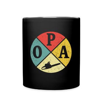 Holzfäller Opa Kettensäge Großvater Motorsäge - Tasse einfarbig - Schwarz - Vorne