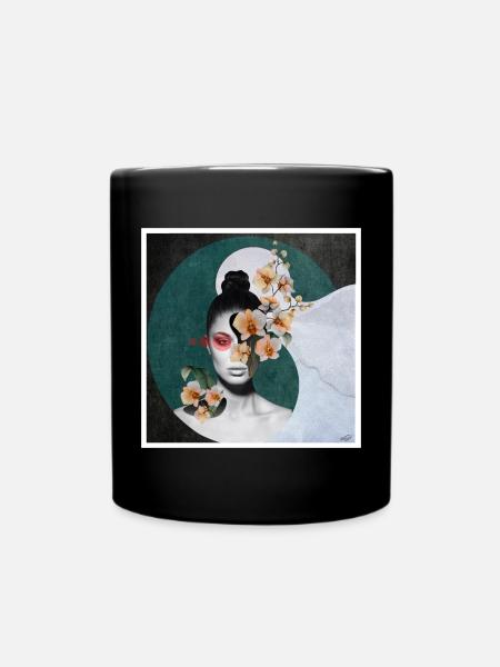 Flowers inside POSTER - Full Colour Mug - black