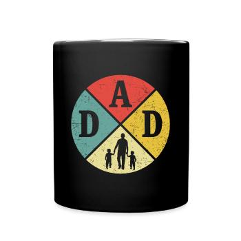 Vater mit zwei Söhnen Papa und Sohn Retro Papa - Tasse einfarbig - Schwarz - Vorne