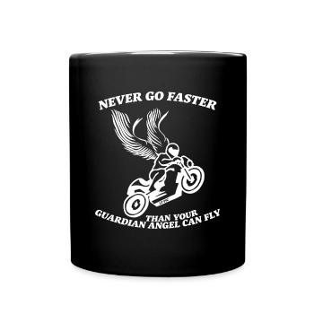 N’allez jamais plus vite que votre ange gardien ne peut voler - Mug uni - noir - Devant
