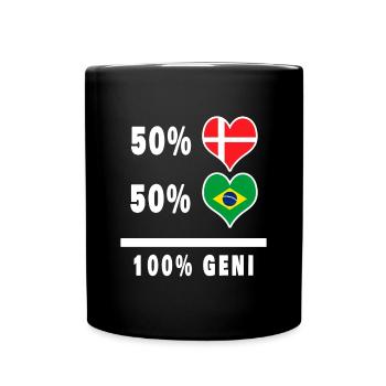 Brésil et Danemark 100% drapeau de génie - Mug uni - noir - Devant