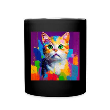 Oil Painting Style Cat Portrait Design for - Full Colour Mug - black - Front