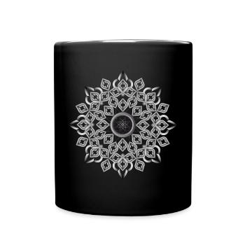 Gotisches Rosetten Kirchenfenster Ornament - Tasse einfarbig - Schwarz - Vorne