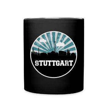 Stuttgart Skyline Blue Hour - Full Colour Mug - black - Front