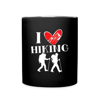 Wanderer Herz Ich Liebe Wandern Statement Touren - Tasse einfarbig - Schwarz - Vorne