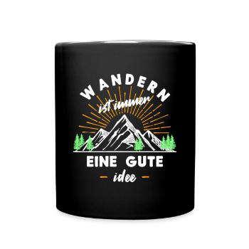 Wanderrouten Wandern Wanderer Statement Berge - Tasse einfarbig - Schwarz - Vorne
