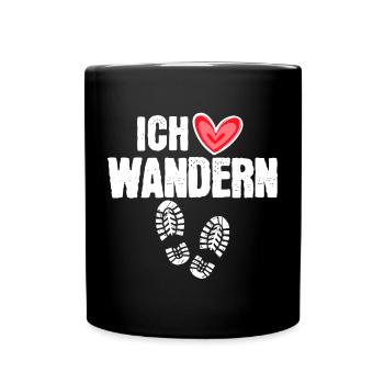 Bergwandern Herz Ich Liebe Wandern Statement Berge - Tasse einfarbig - Schwarz - Vorne