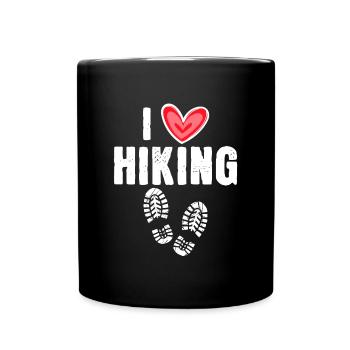 Ich Liebe Wandern Herz Bergsteigen Statement Natur - Tasse einfarbig - Schwarz - Vorne