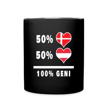 Österreich und Dänemark 100% Genius Flagge - Tasse einfarbig - Schwarz - Vorne