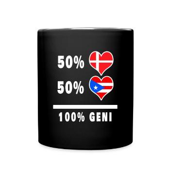 Puerto Rico und Dänemark 100% geniale Flagge - Tasse einfarbig - Schwarz - Vorne