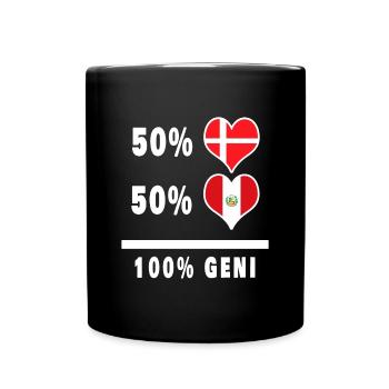 Peru and Denmark 100% genius flag - Full Colour Mug - black - Front