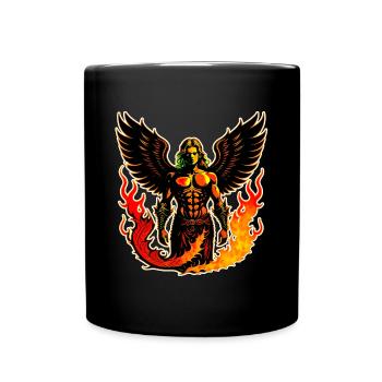 Engel in Feuer - Tasse einfarbig - Schwarz - Vorne