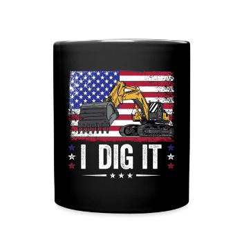 Retro Bagger Spruch Baggerfahrer Baustelle - Tasse einfarbig - Schwarz - Vorne