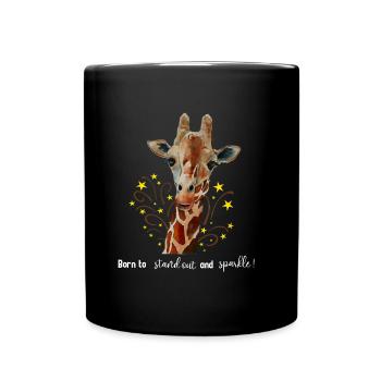 Cute giraffe Born to stand out and sparkle - Full Colour Mug - black - Front