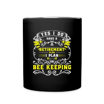 bee, flower, beekeeping, species protection - Full Colour Mug - black - Front