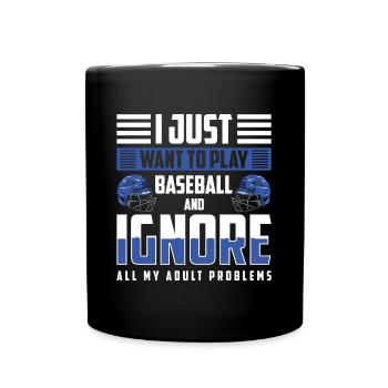 Batte de baseball, sportif, balle - Mug uni - noir - Devant
