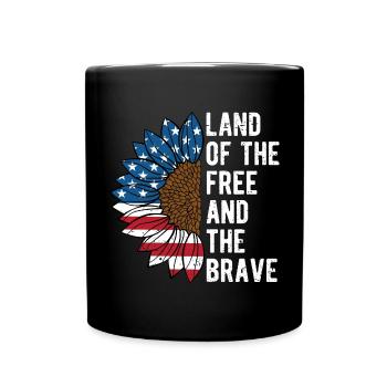 Land of the Free and the Brave Proud American - Full Colour Mug - black - Front