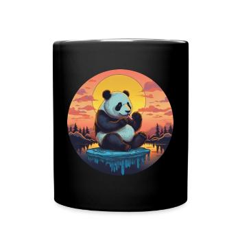 Süßer Panda auf Eisscholle mit Süßigkeiten - Sonne - Tasse einfarbig - Schwarz - Vorne