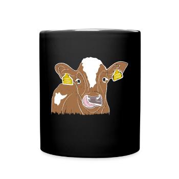 Cow, Cows, Dairy Cow, Farm, Farm Animals - Full Colour Mug - black - Front