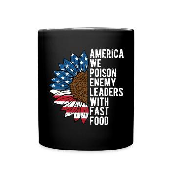 Poison Leaders with Fast Food Funny Patriotic - Full Colour Mug - black - Front