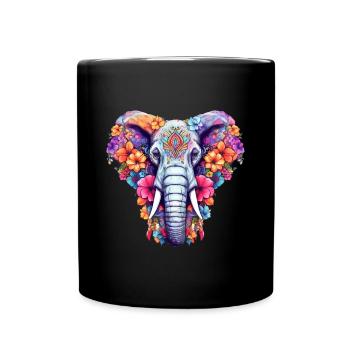 Elephant colorful - Full Colour Mug - black - Front