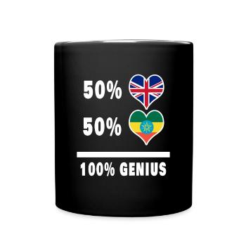 Ethiopia and Great Britain 100% Genius Flag - Full Colour Mug - black - Front