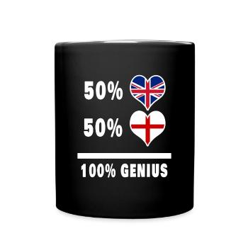 England and Great Britain 100% Genius Flag - Full Colour Mug - black - Front